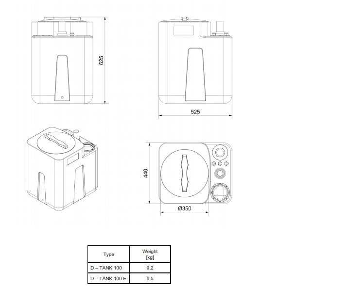 Dimensions D TANK 100